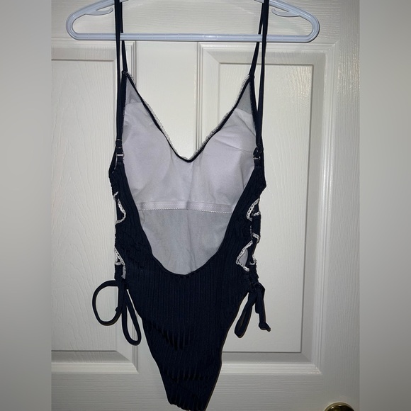 SHEIN Navy One-Piece with Side Cutouts and Ties - Picture 3 of 5